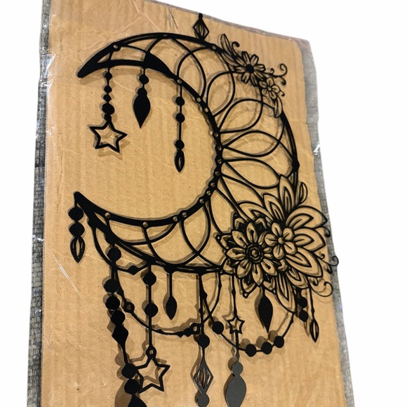 Black Floral Crescent Moon Wall Art - Picture 10 of 13